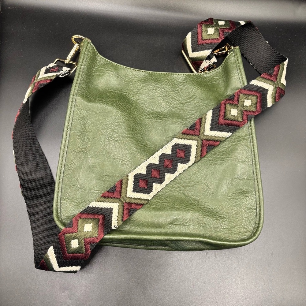 Ahdorned Women’s Purse Messenger Crossbody Bag Adjustable Strap Faux Olive Green